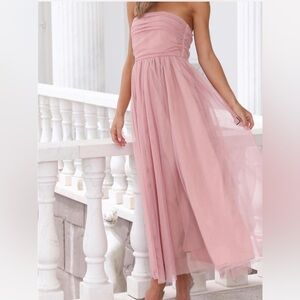 Elegant Pink Strapless Dress